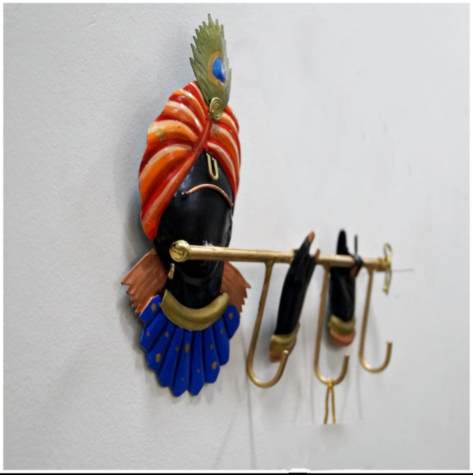 krishna flute mask key hanger