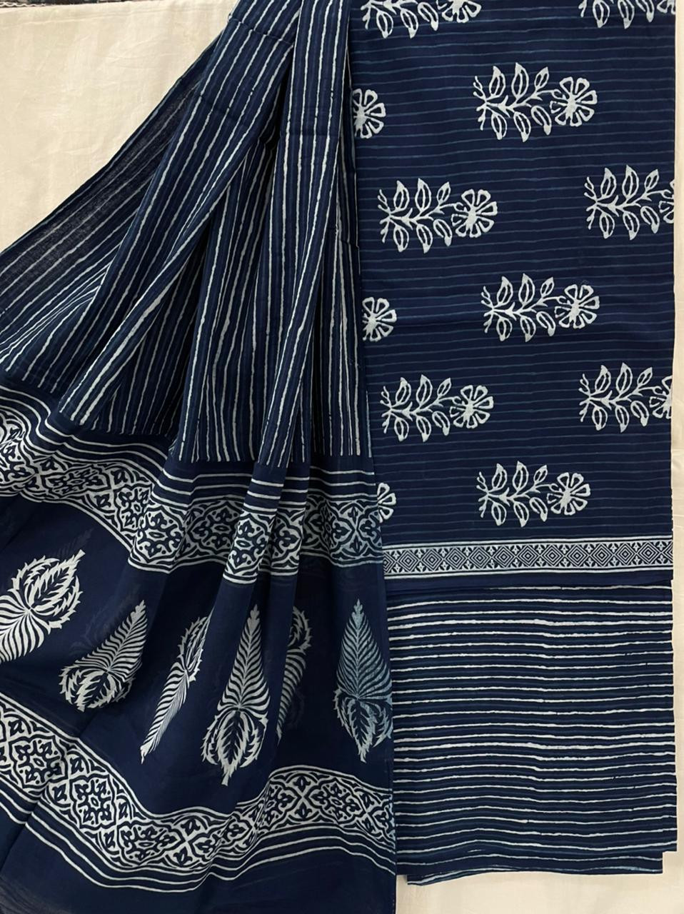 Hand Block Printed cotton suit material with cotton dupatta