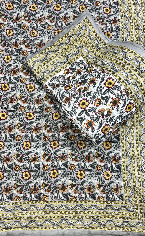 Hand block cotton Reversible Quilt