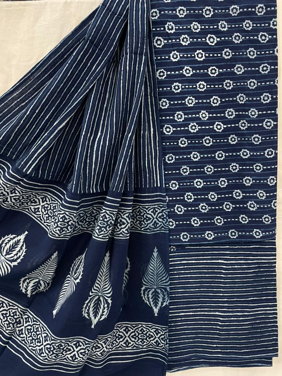 Hand Block Printed cotton suit material with cotton dupatta