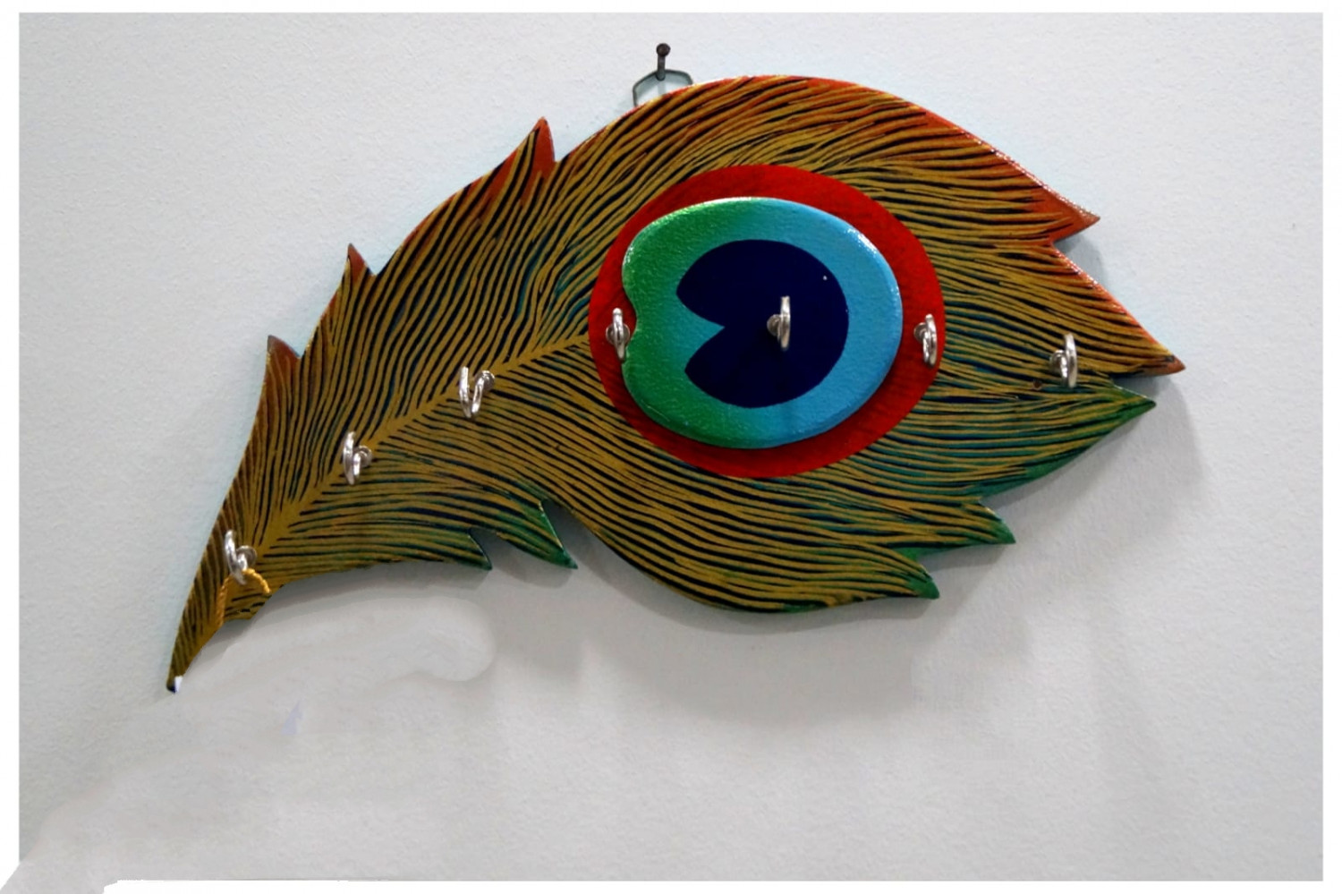 peacock feather key holder