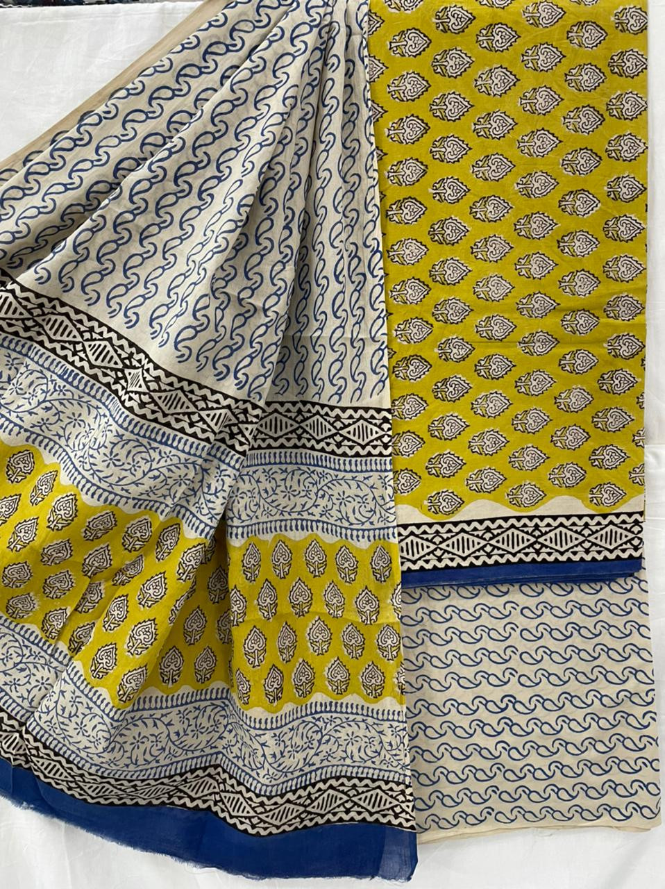 Hand Block Printed cotton suit material with cotton dupatta