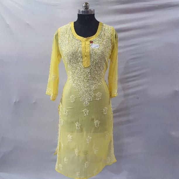 kurti chiffon fabric neck booti