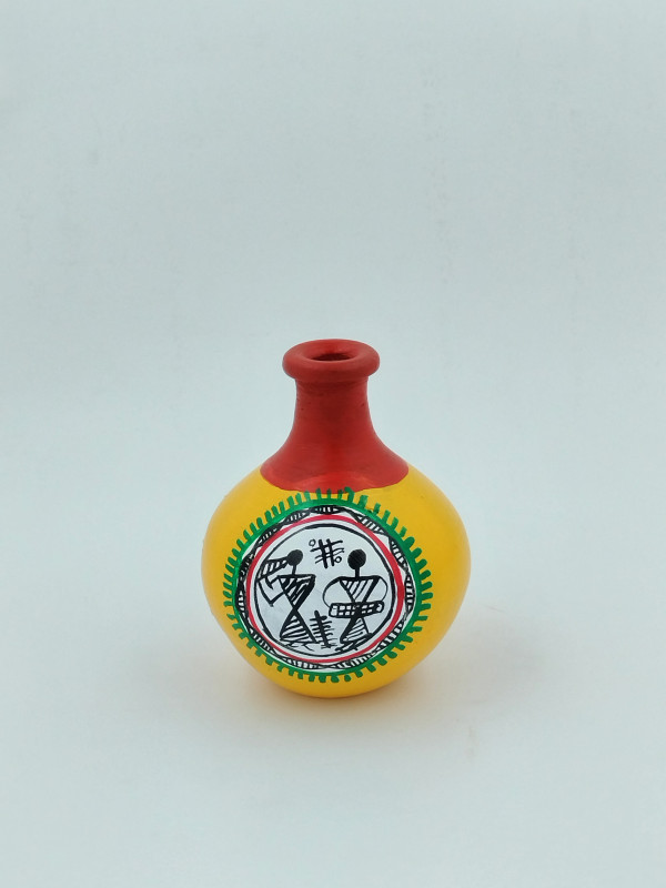 Handpainted Matki Flower vase yellow